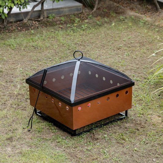 28.8 Inch Copper Lumbre Metal Square Firepit