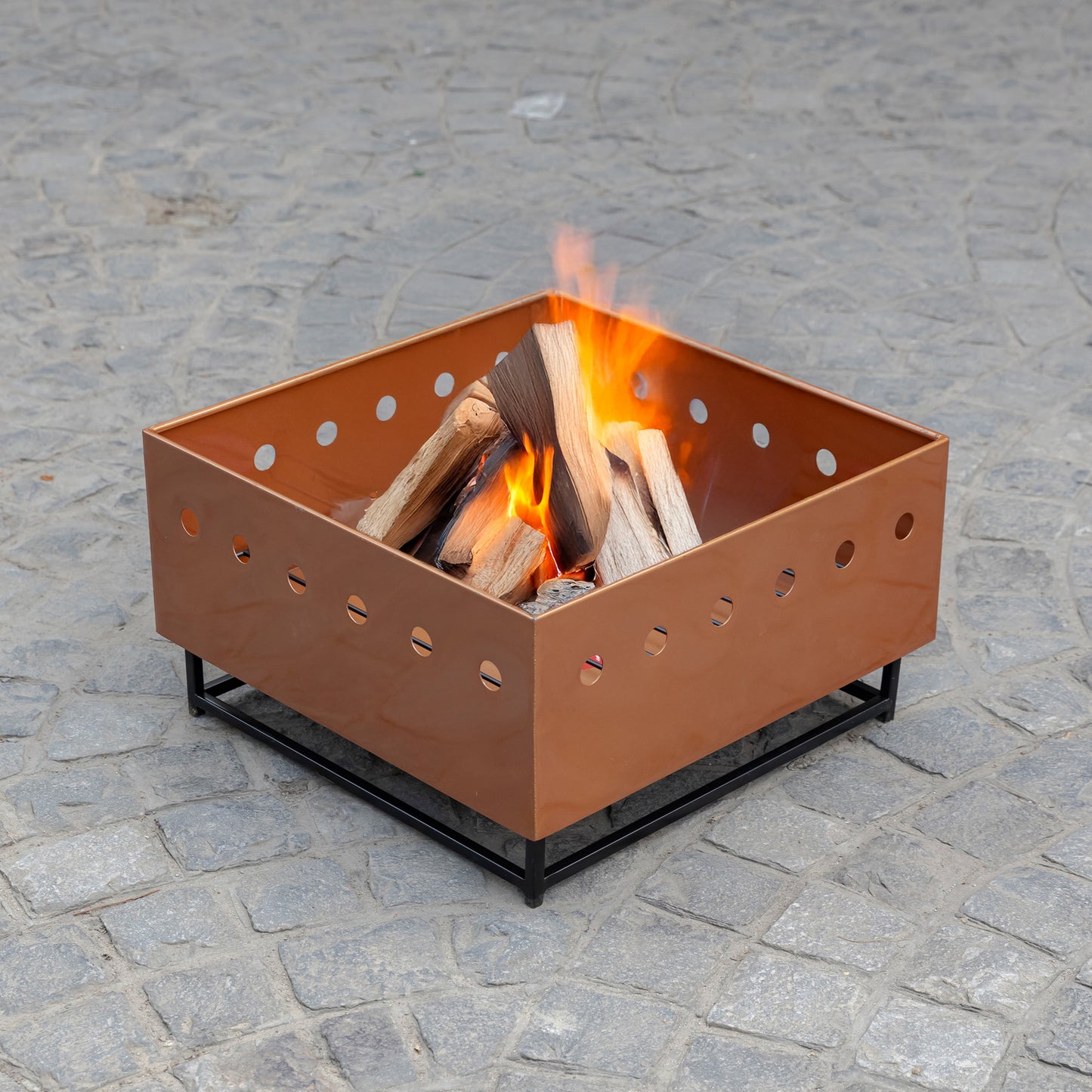 28.8 Inch Copper Lumbre Metal Square Firepit