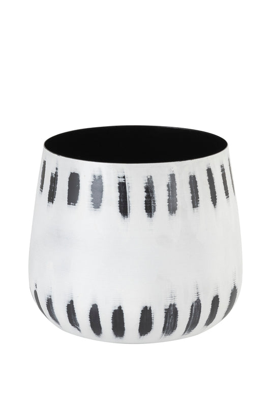 DASH WHITE BLACK METAL PLANTER