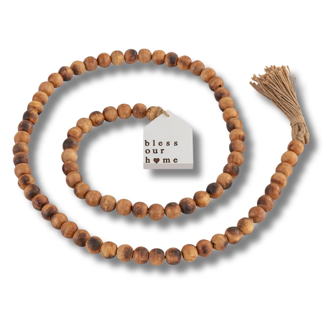 Natural Wooden Bead Garland Decor Object