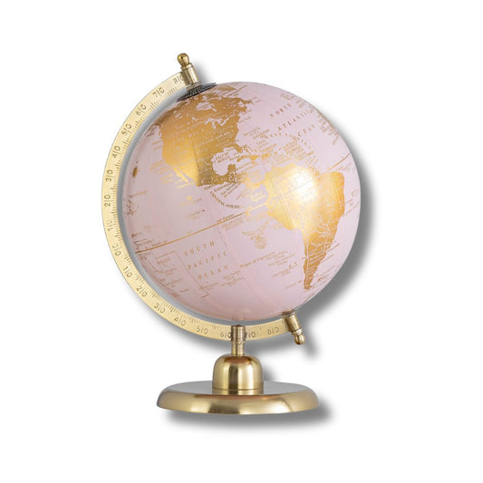 Romance Travel Pink Gold Globe Decor Object