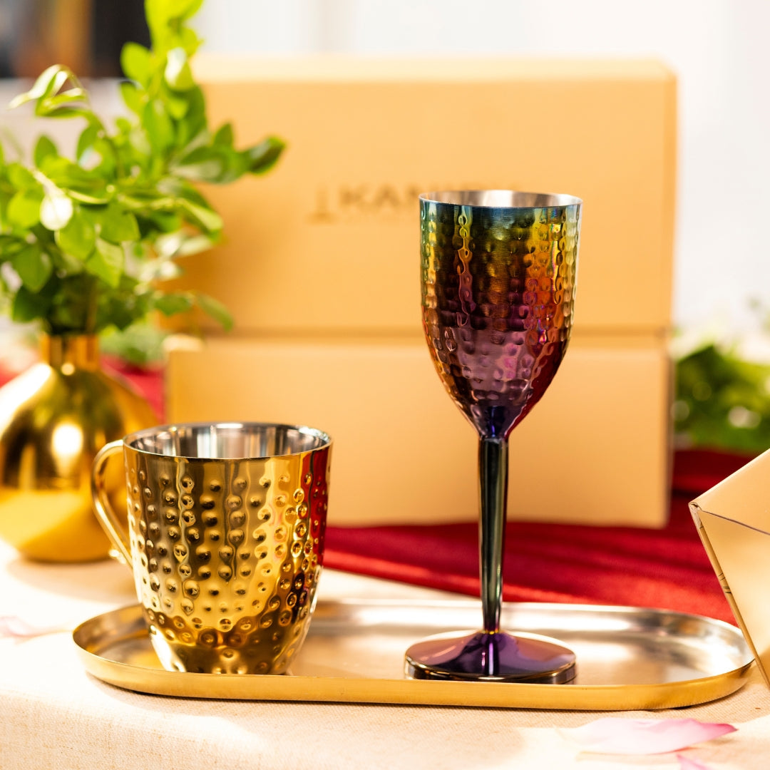 RAINBOW FINISH CHAMPAGNE GLASSES SET OF 2