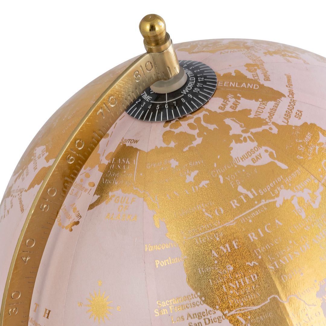 Romance Travel Pink Gold Globe Decor Object