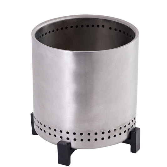 7.5 Inch Silver Steel Smokeless Tabletop Fire Pit With Stand