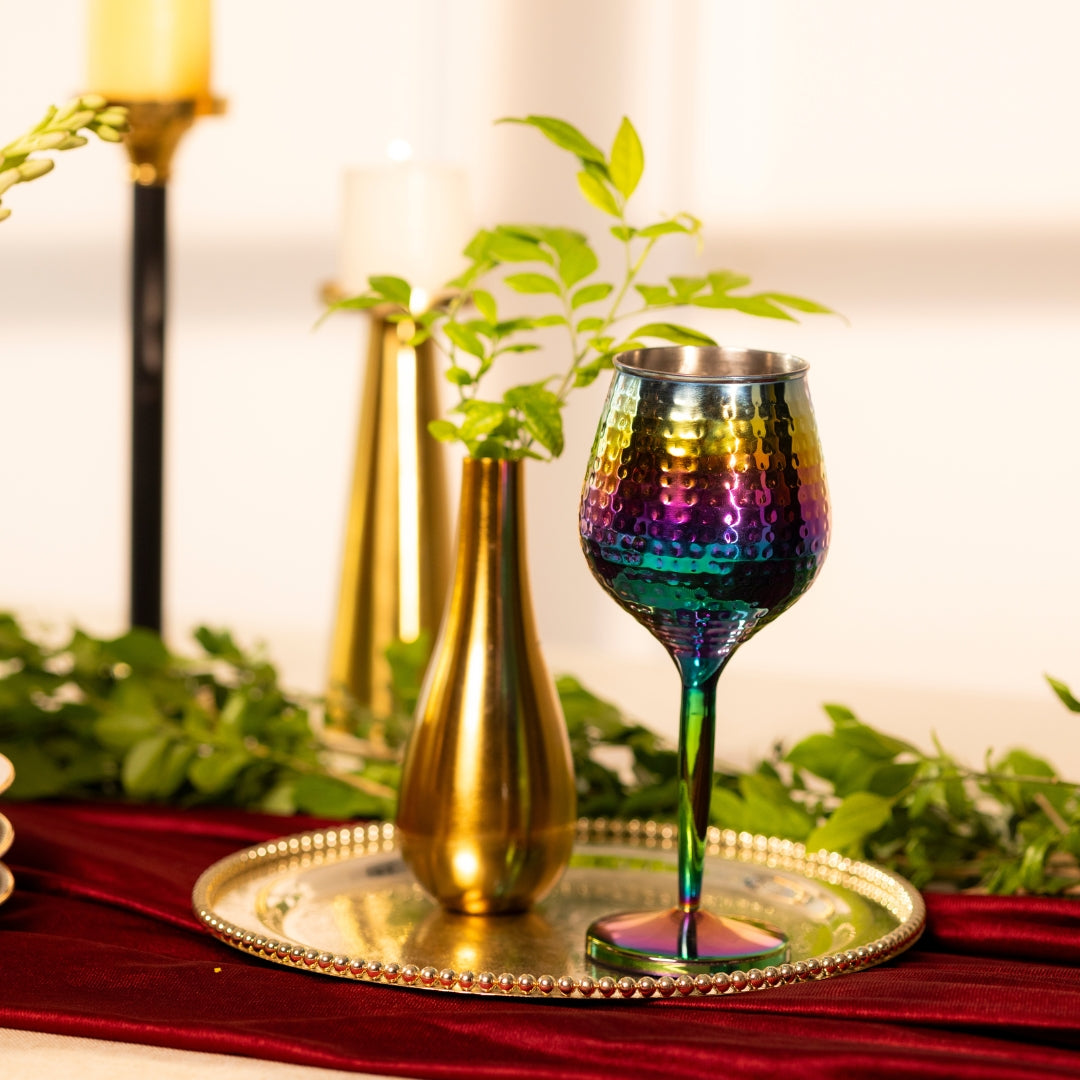 RAINBOW FINISH WINE GLASSES SET OF 2