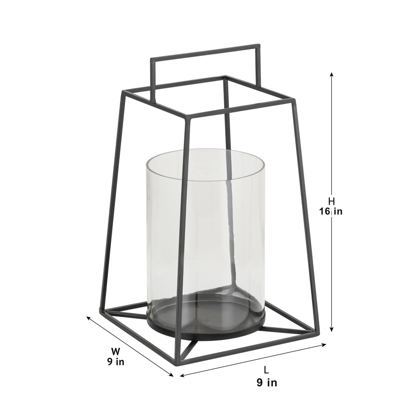 PYRAMID BLACK METAL LANTERN