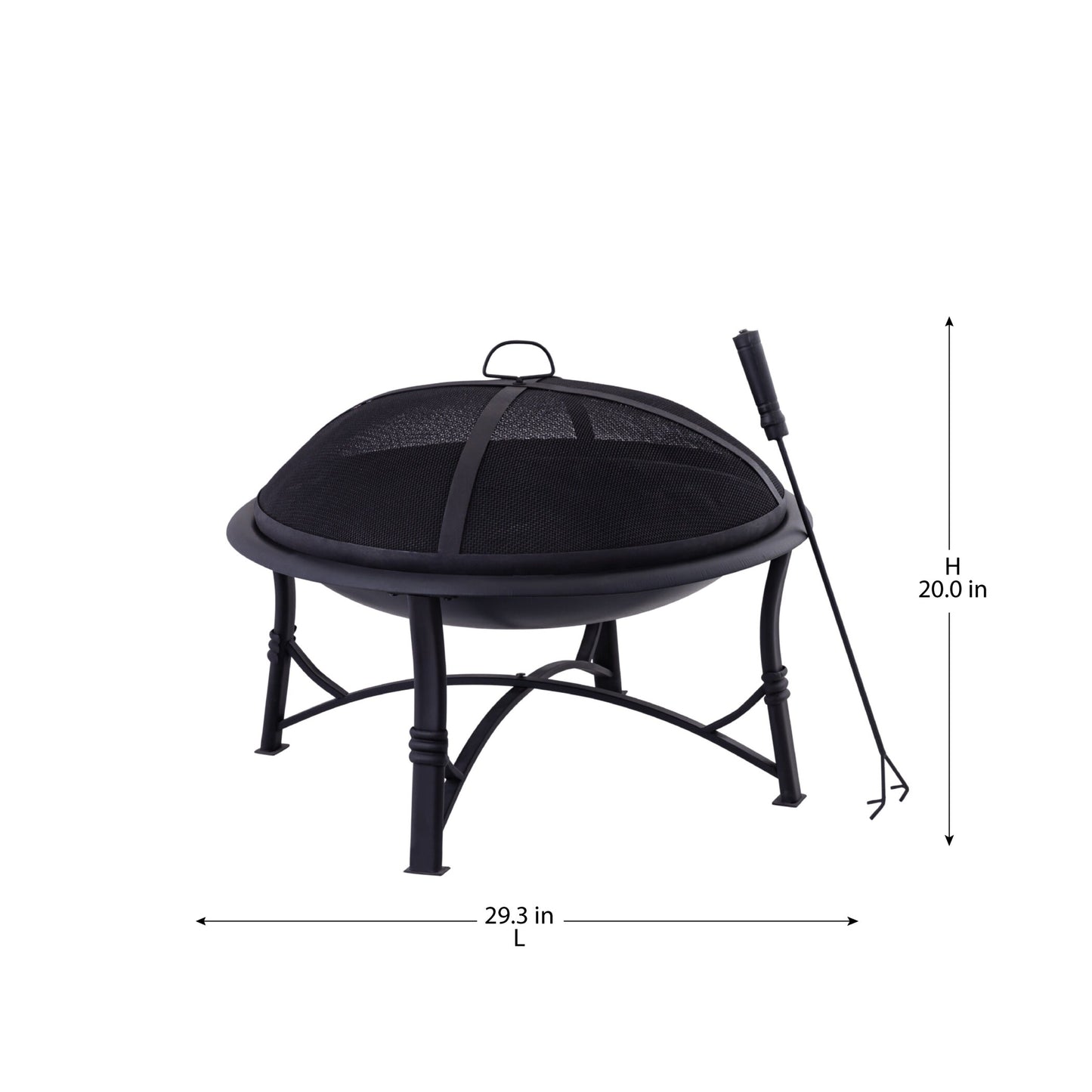 PALEMO - 29.3 Inch Outdoor Iron Fire Pit Set with Airflow technology