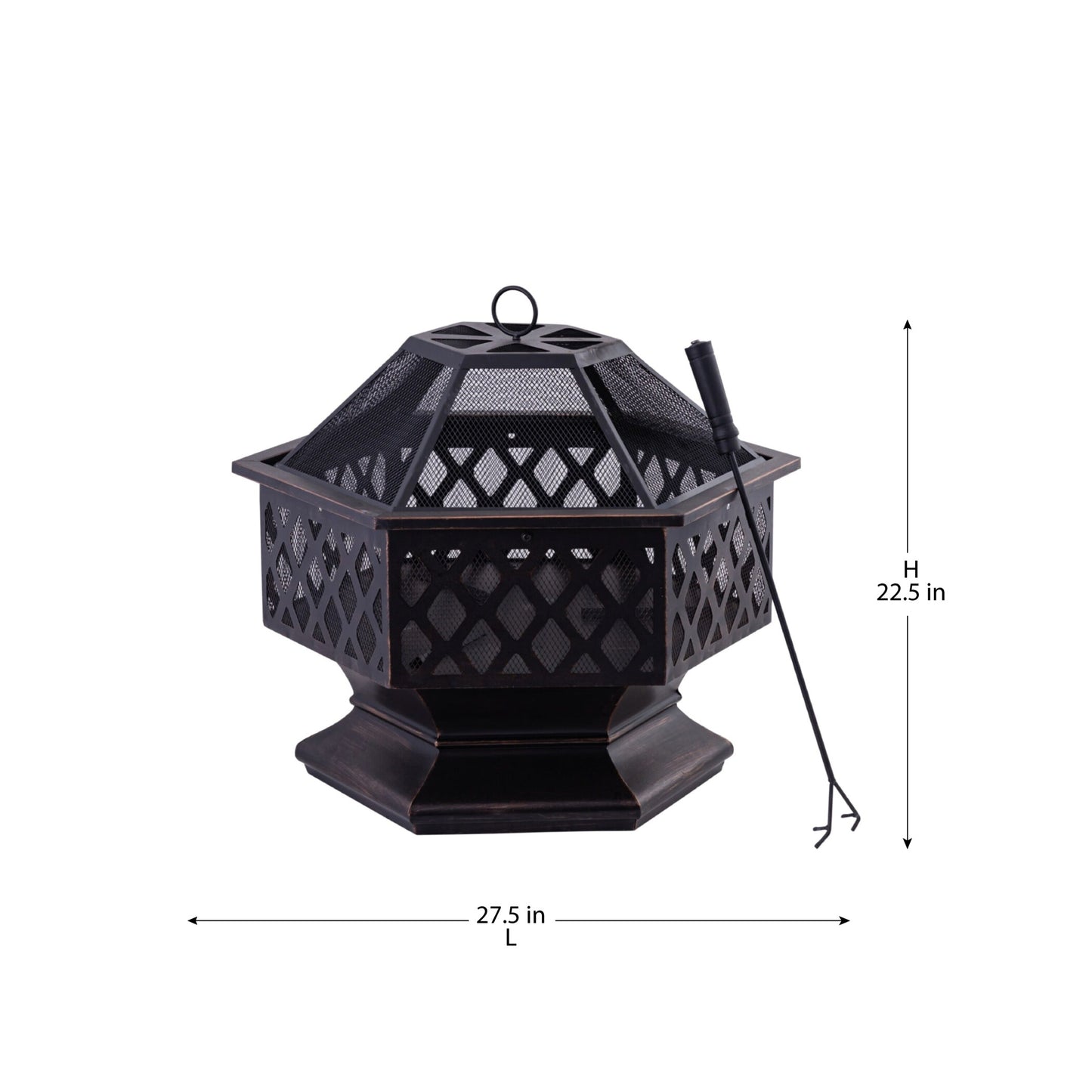 HEXAVE - 27.5 Inch Wrought Iron Hexagonal Fire Pit