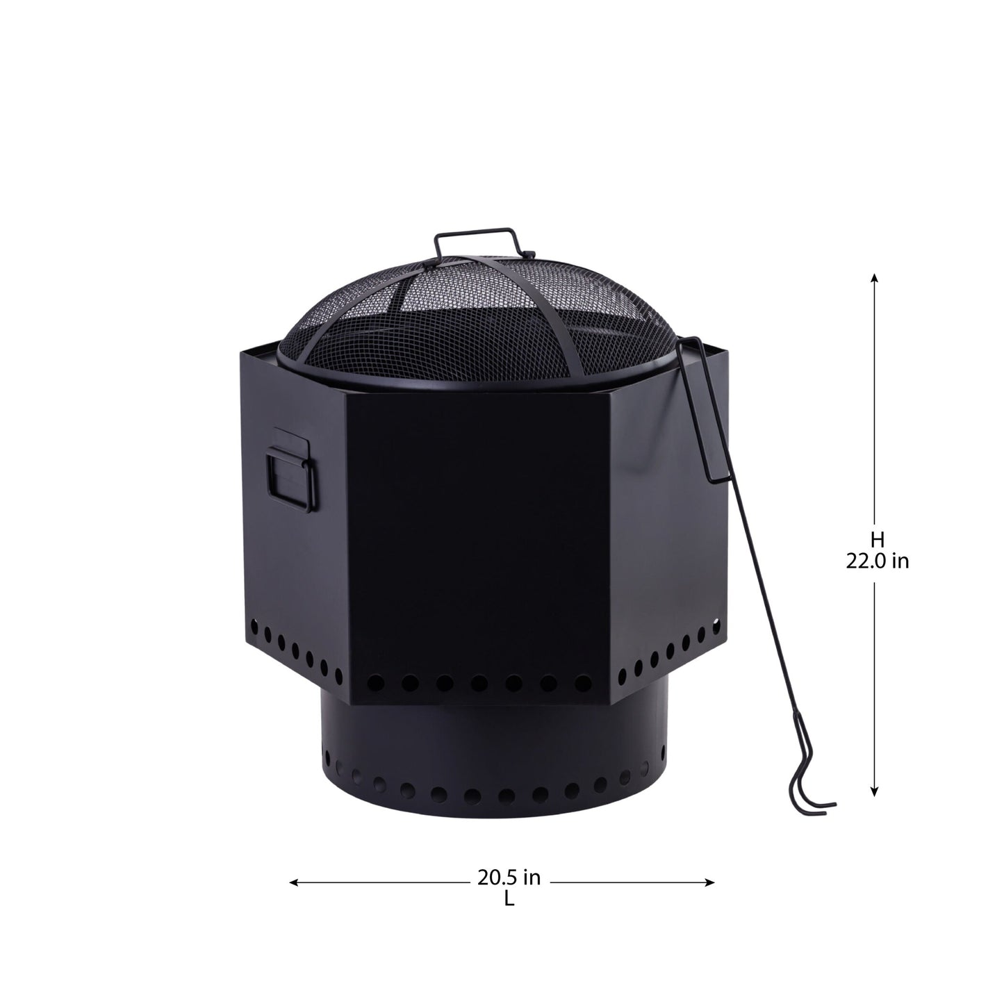 20.5 Inch Black Iron Salvo Smoke-less Hexagonal Firepit