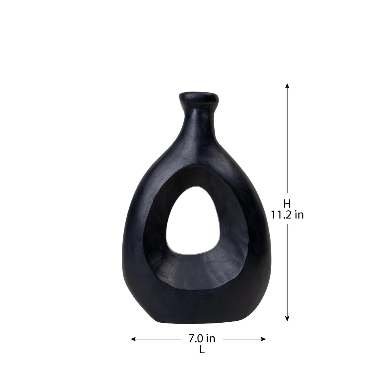 AMPHORA WOODEN BLACK SMALL VASE