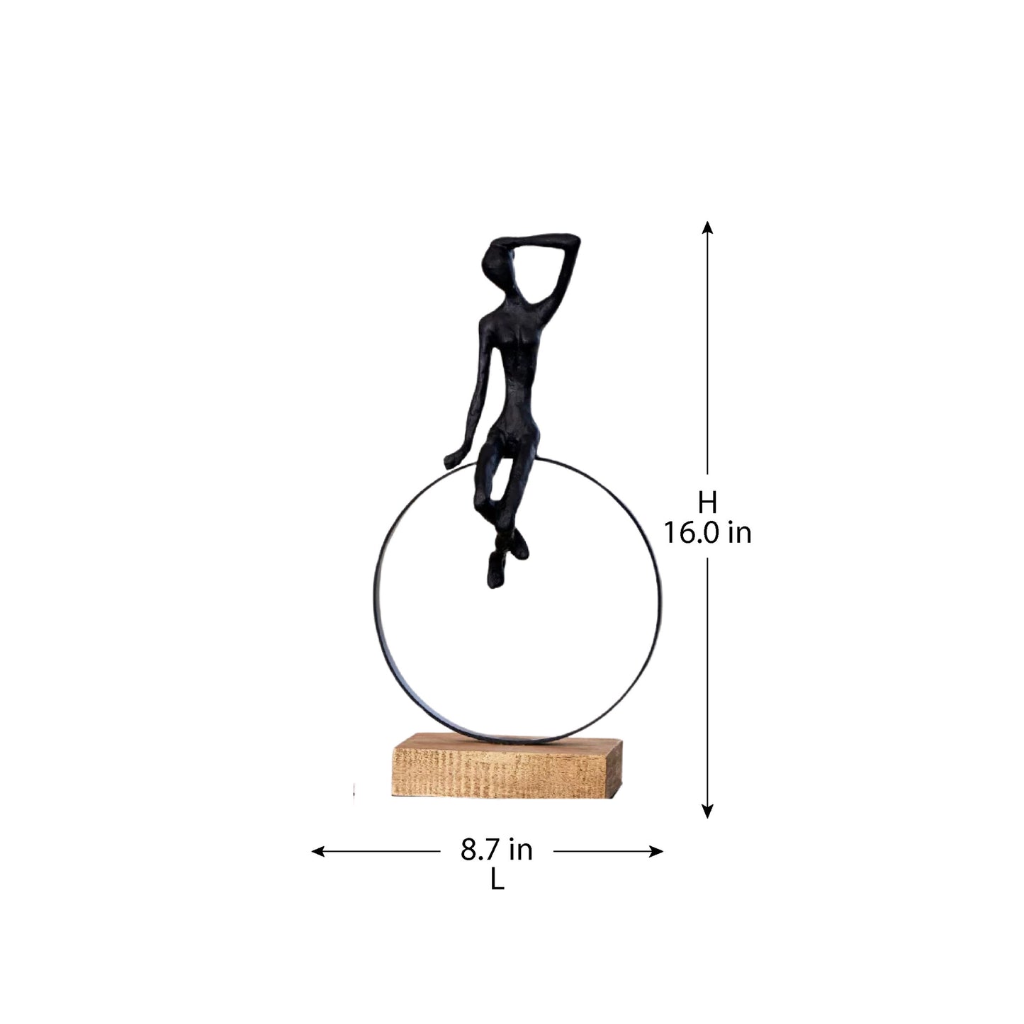TRAPEZE WOMAN METAL WOOD DECOR OBJECT