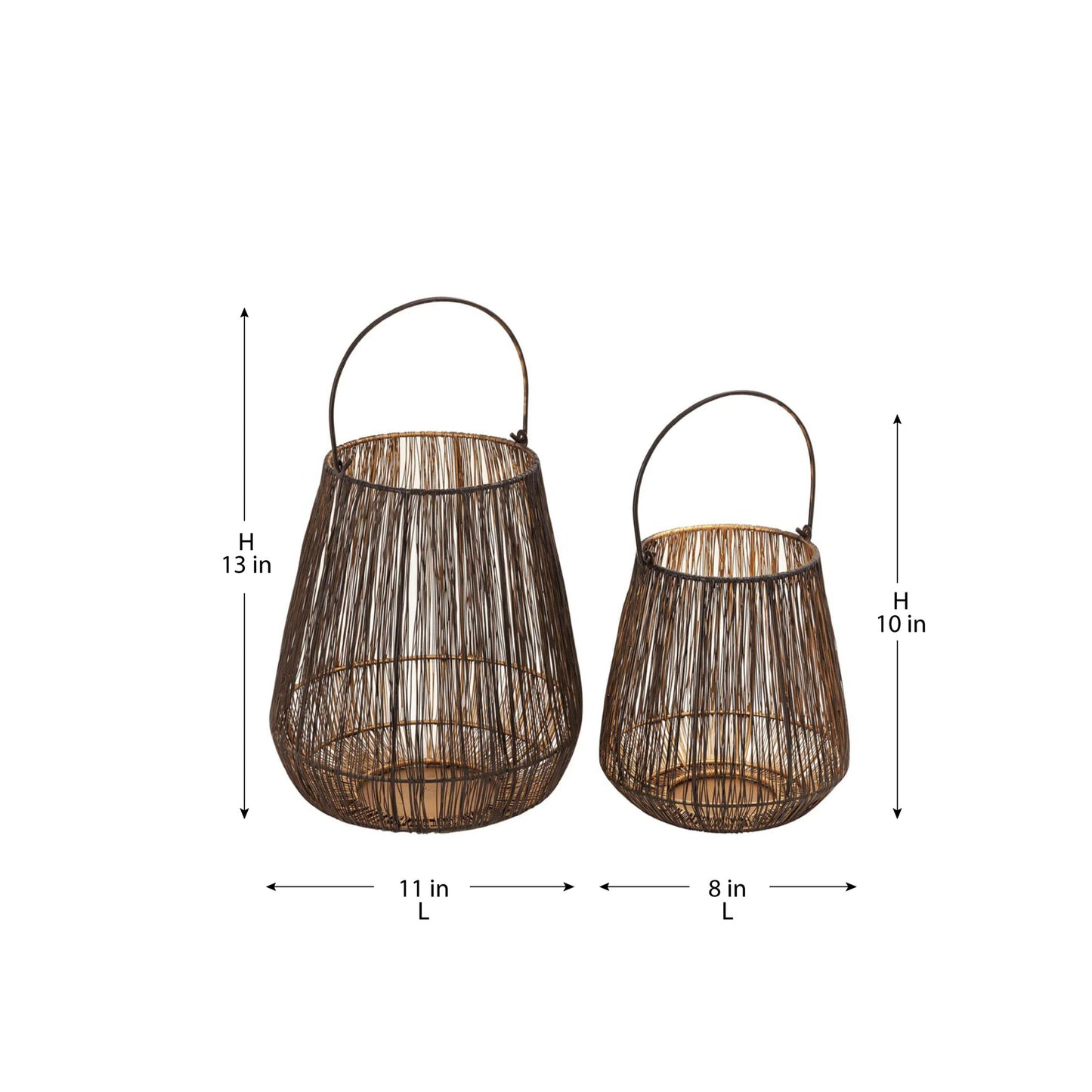 PEAR MESH BLACK METAL LANTERN