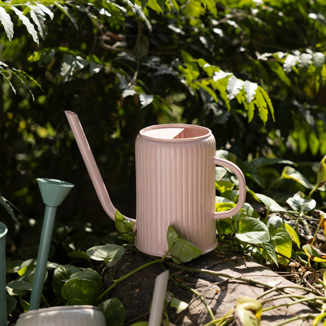 Flutted Metal Warm Grey Watering Can