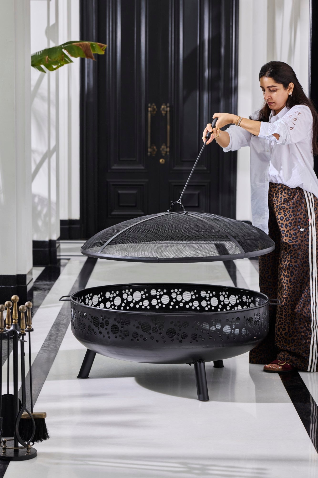 Celestia Iron 39" Fire Pit – Black Powder Coated Elegance