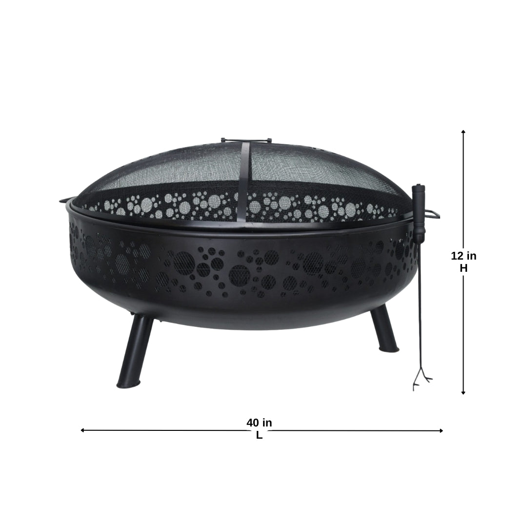 Celestia Iron 39" Fire Pit – Black Powder Coated Elegance