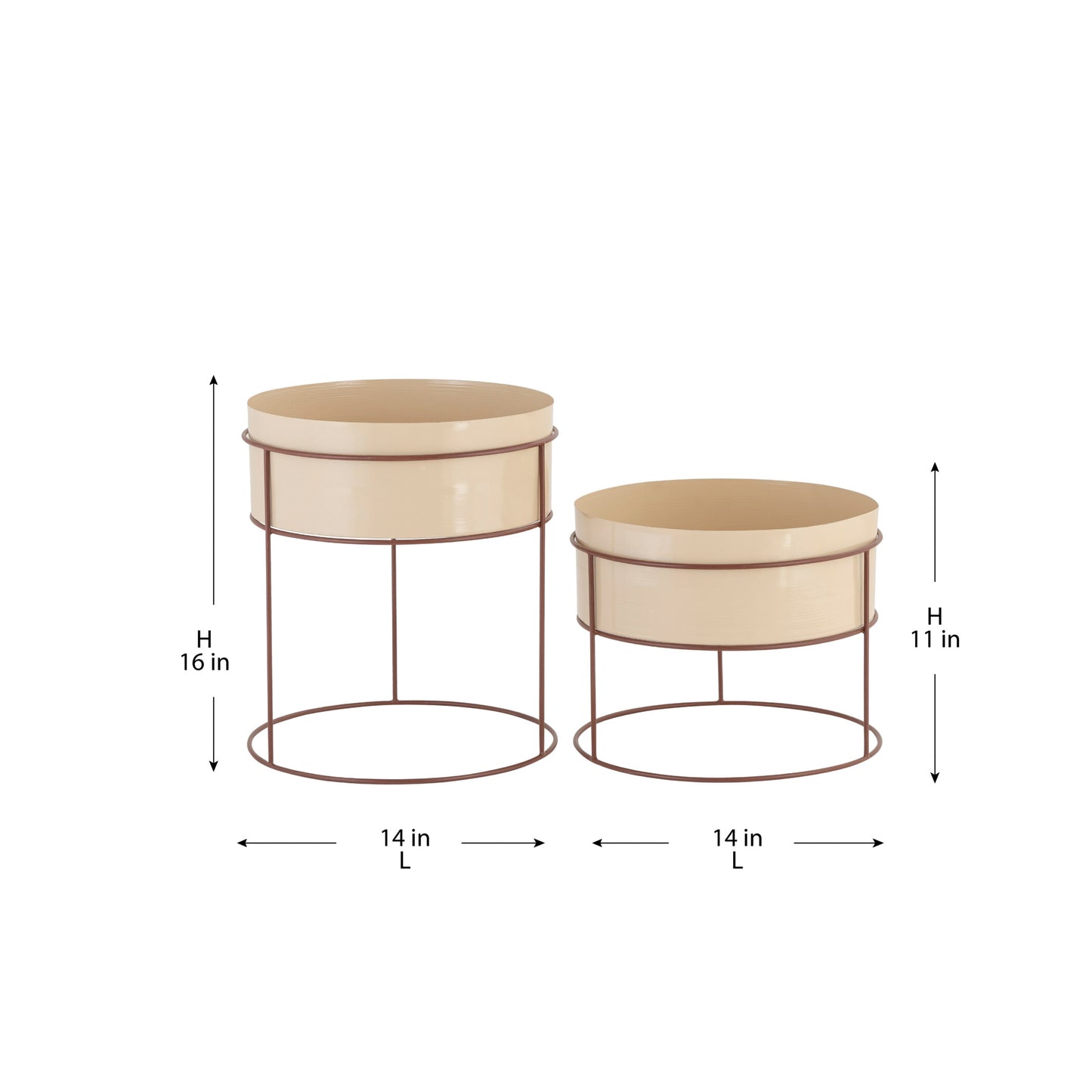 STACKER OFF-WHITE IRON METAL PLANTER WITH STAND