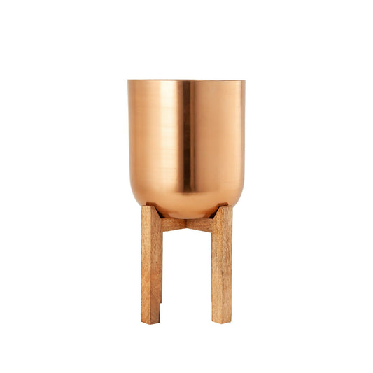 Wood Stand With Copper Planter