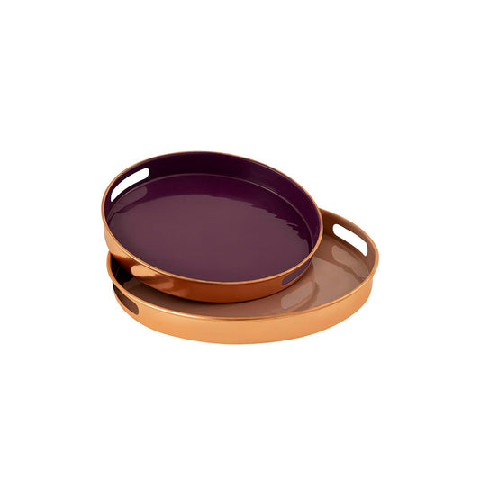 Enamel Round Copperside Tray- Set Of 2
