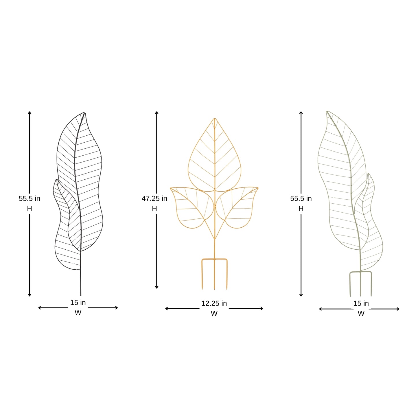 Leaf Metal Plant Supporter - Set of 3