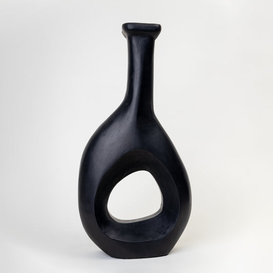 AMPHORA WOODEN BLACK TALL VASE