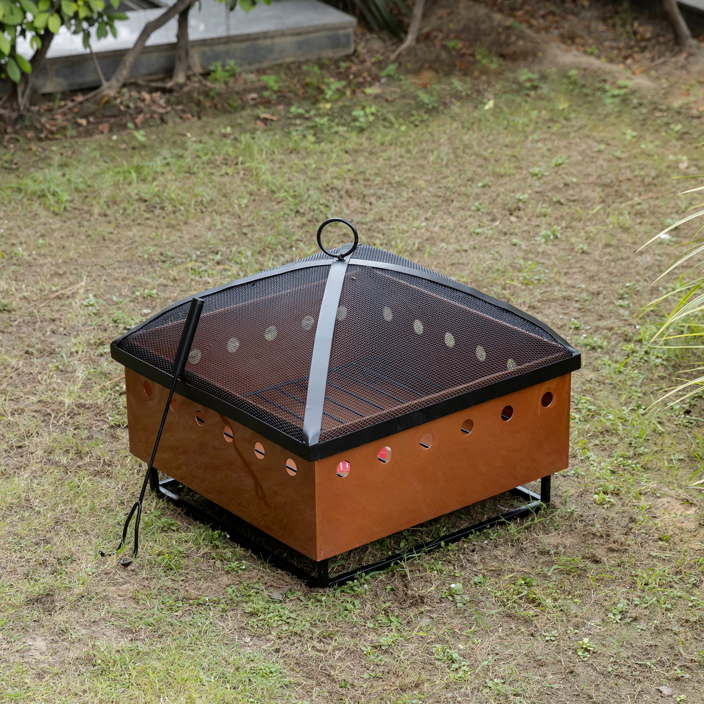 28.8 Inch Copper Lumbre Metal Square Firepit