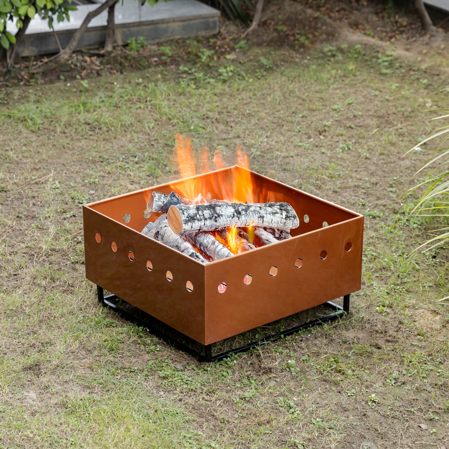 28.8 Inch Copper Lumbre Metal Square Firepit