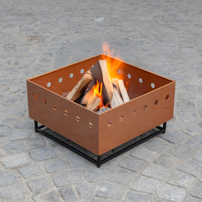 28.8 Inch Copper Lumbre Metal Square Firepit