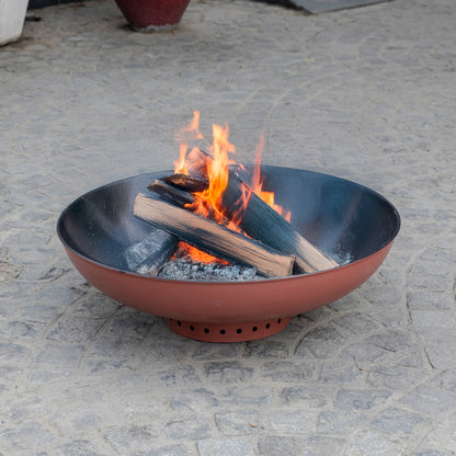 31.75 Inch Black Fuego Metal Round Firepit With Mesh Guard