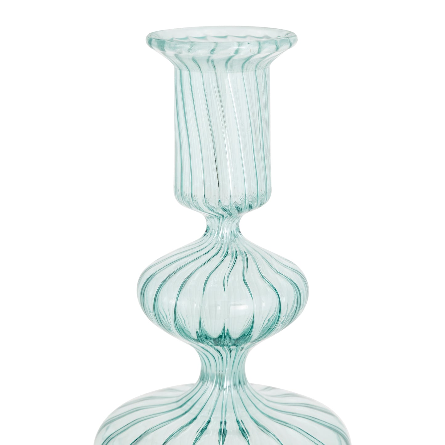 Verde Ripple Glass Candle Holder - Set of 2