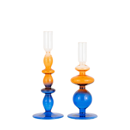 Aurora Duo Glass Candle Holder - Set of 2