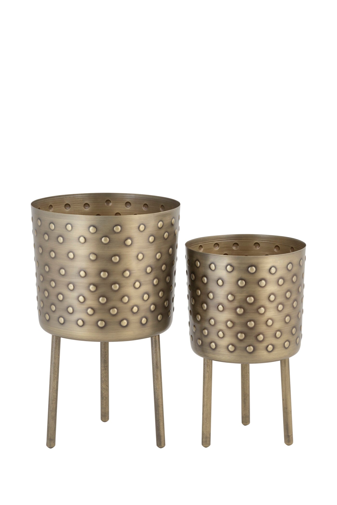 CROCO ANTIQUE IRON METAL PLANTER- SET OF 2