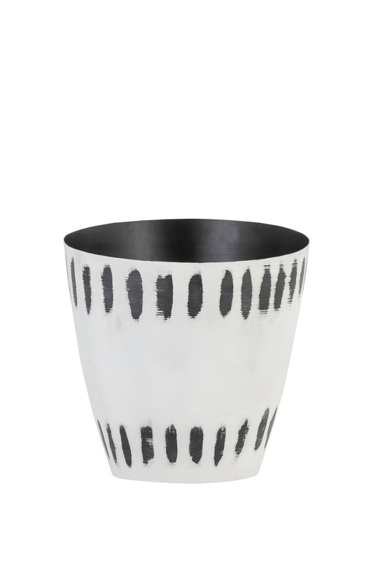 DASH WITH SLOPY TOP WHITE BLACK METAL PLANTER