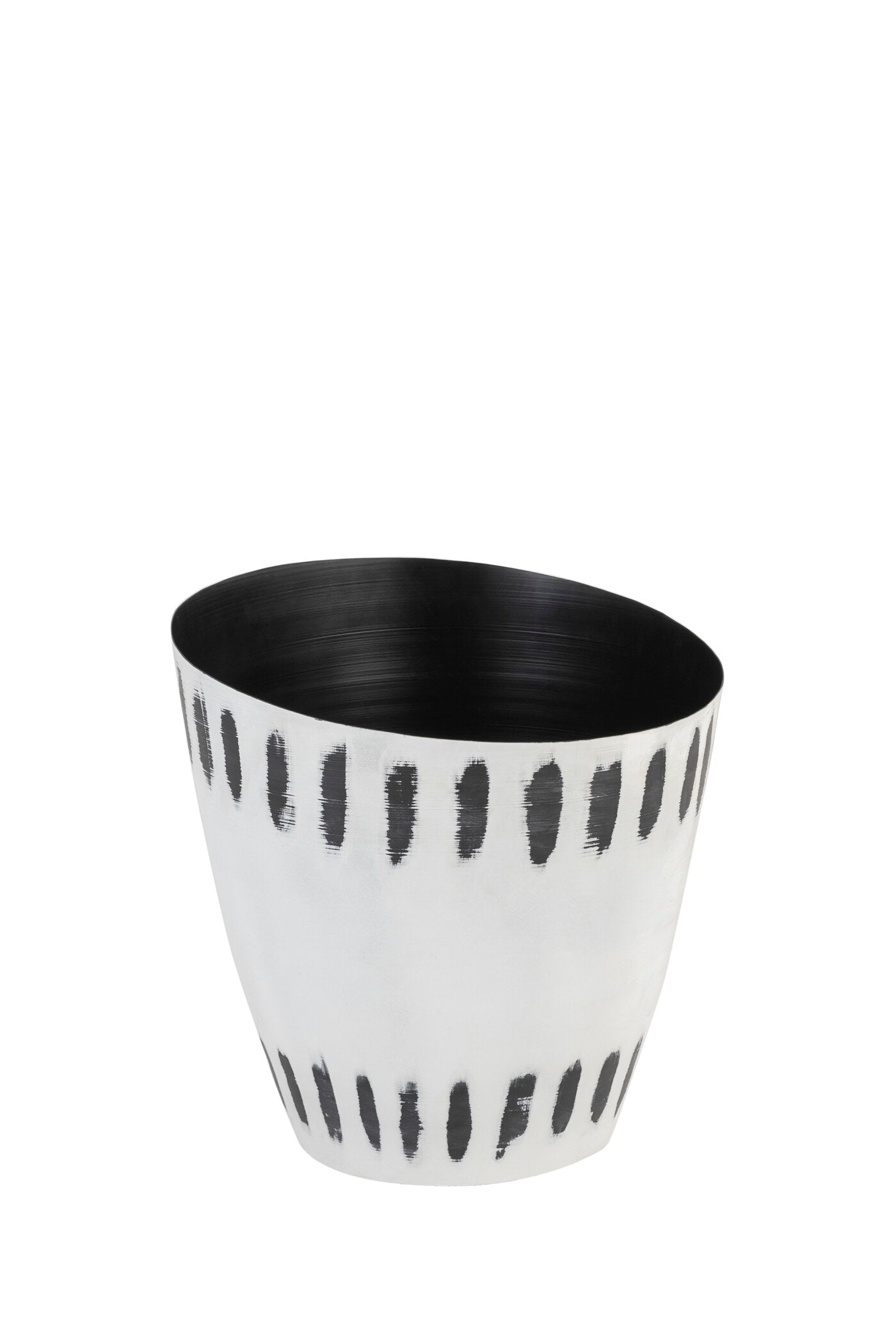 DASH WITH SLOPY TOP WHITE BLACK METAL PLANTER