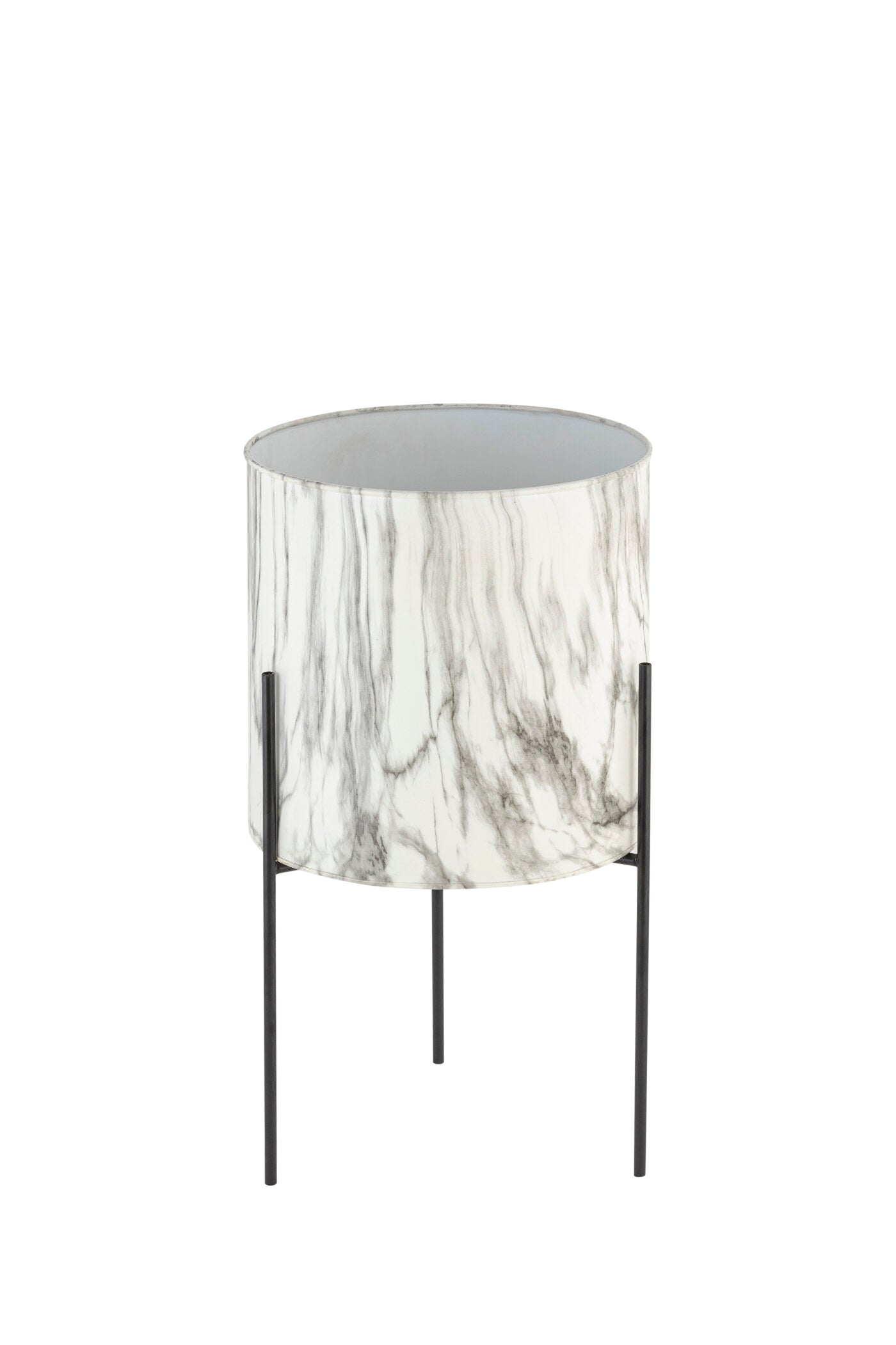 CARERRA WHITE BLACK METAL PLANTER