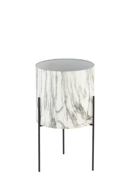 CARERRA WHITE BLACK METAL PLANTER