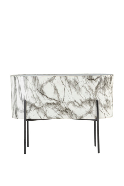 CARERRA WHITE BLACK METAL PLANTER