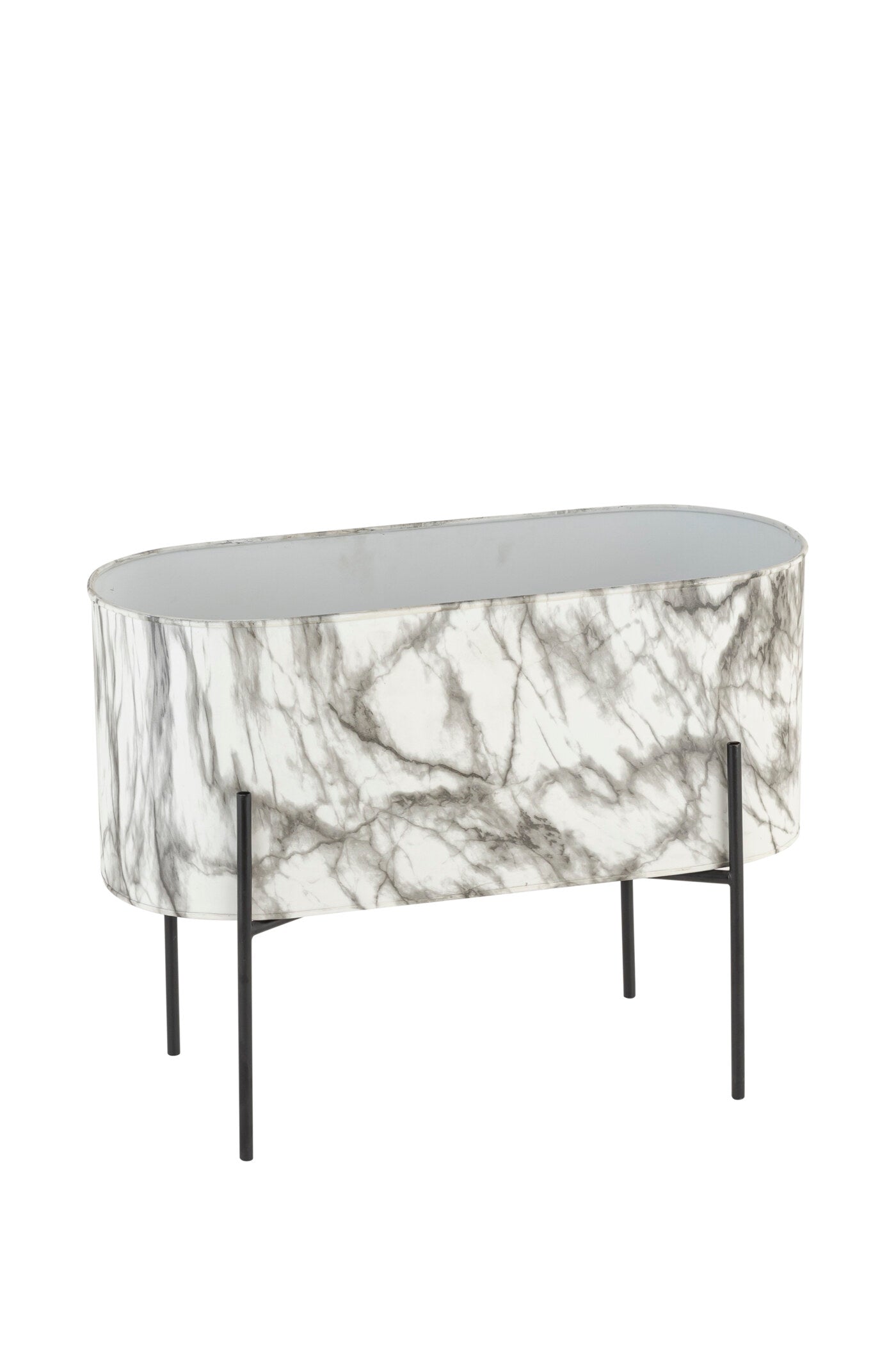 CARERRA WHITE BLACK METAL PLANTER