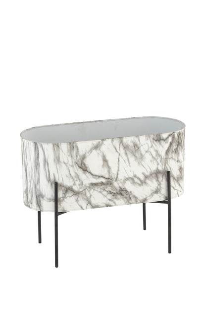 CARERRA WHITE BLACK METAL PLANTER