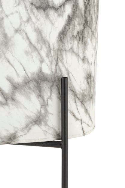 CARERRA WHITE BLACK METAL PLANTER
