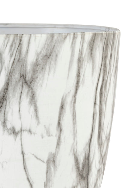 CARERRA WHITE BLACK METAL PLANTER