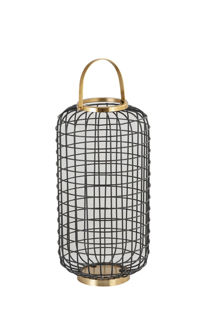 GRID BLACK METAL LANTERN - SET OF 2