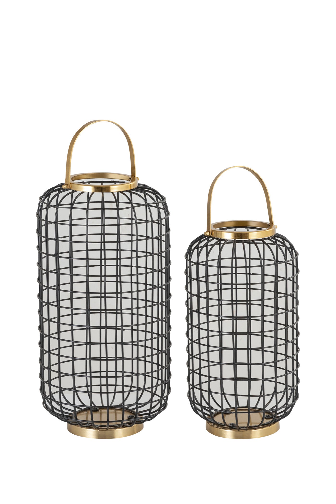 GRID BLACK METAL LANTERN - SET OF 2