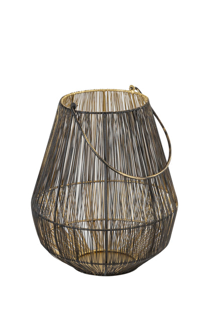 PEAR MESH BLACK METAL LANTERN