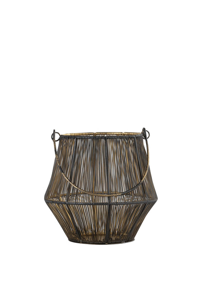 PEAR MESH BLACK METAL LANTERN