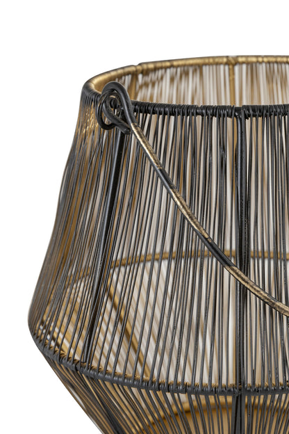 PEAR MESH BLACK METAL LANTERN