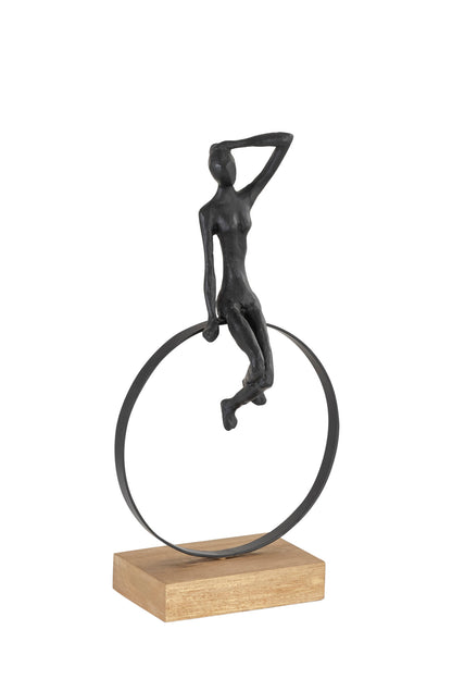 TRAPEZE WOMAN METAL WOOD DECOR OBJECT