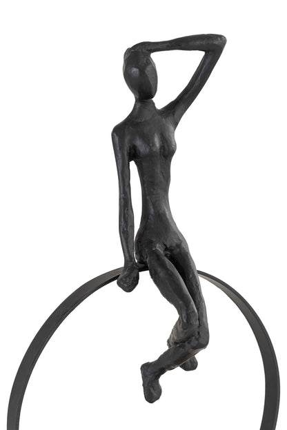 TRAPEZE WOMAN METAL WOOD DECOR OBJECT