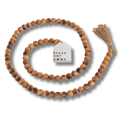 Natural Wooden Bead Garland Decor Object