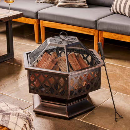 HEXAVE - 27.5 Inch Wrought Iron Hexagonal Fire Pit