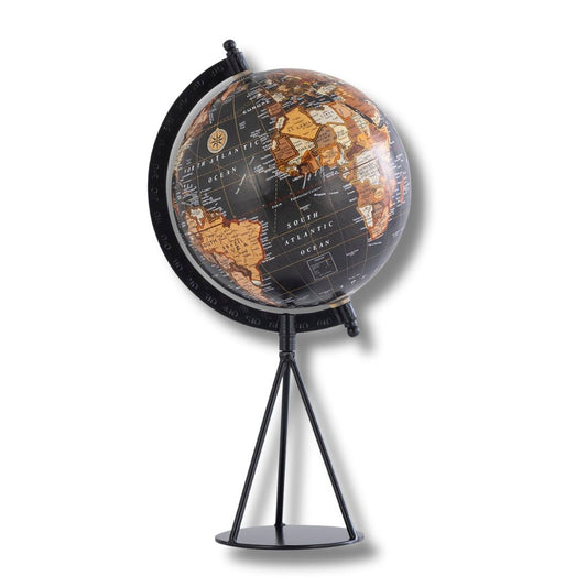 Night Travel Black Gold Globe Decor Object